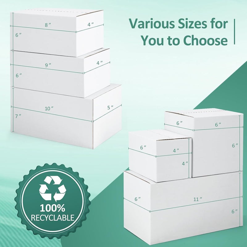 Eupako 6x4x4-Small-Shipping-Boxes-30-Pack-White-Corrugated-Box-Mailers, Cardboard Boxes for Packaging Small Business, Mailing - Image 5